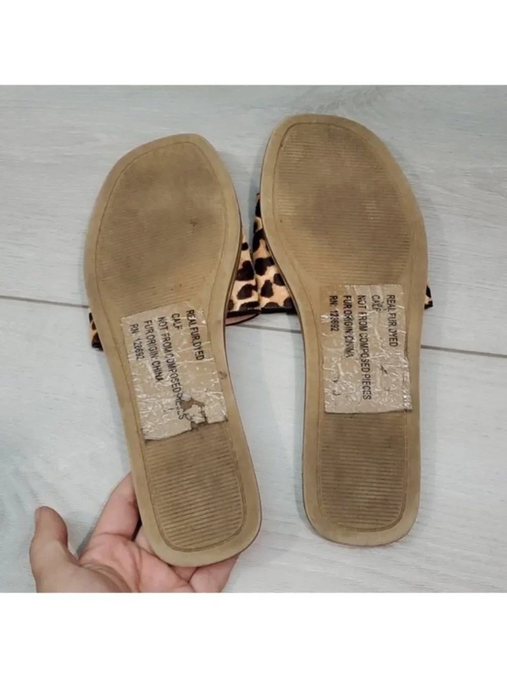 Steve Madden Women Island Animal print  Calf Hair Upper Sandals Flats shoes 6M